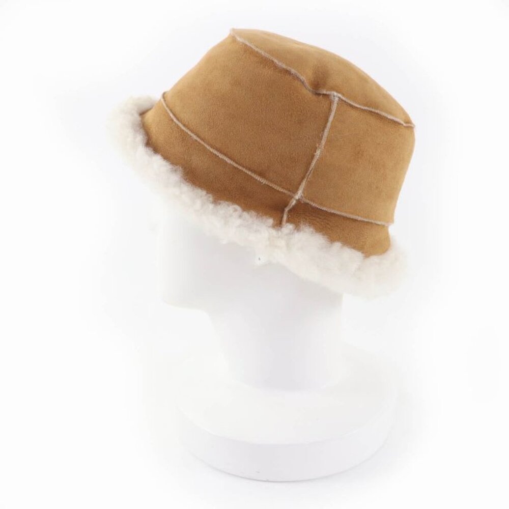 Loewe Logo Leather Shearling Bucket Hat Brown 57 - Picture 3 of 10
